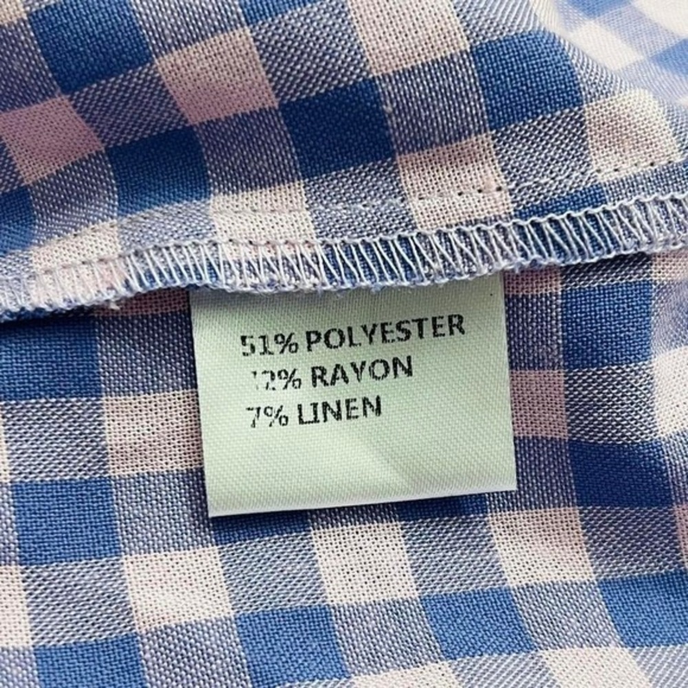 Catalog Favorites Linen Mix Long Sleeve Button Down Flattering Plaid Top XL - Picture 5 of 8